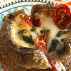 Mushroom-Stuffed Bruschetta with Mozzarella, Tomato & Parsley